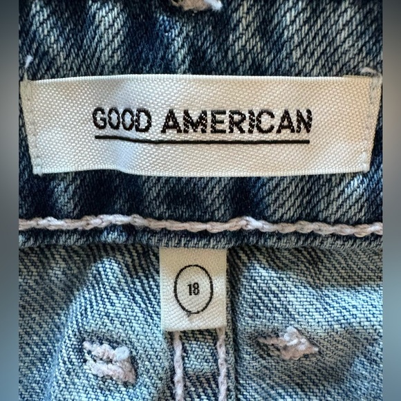 NWOT Good American Distressed 100% Cotton Denim Mini Skirt Plus Size 18 - Picture 3 of 9